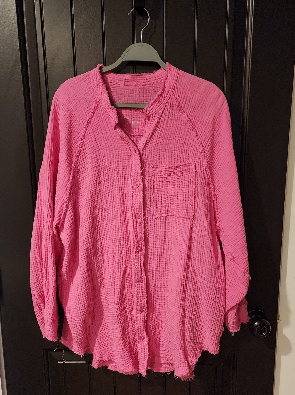 Aerie Pool To Party Button Down Shirt/Cover-Up In Pink, Size M